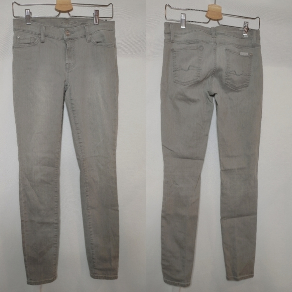 Seven for all Mankind 7FAM Gwenevere Light Gray 27 Mid Rise Skinny Slim Jeans
